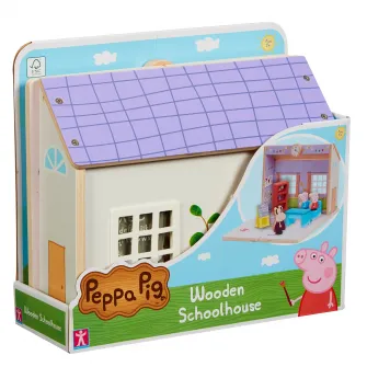 Set de joaca din lemn Peppa Pig - Scoala, cu 3 figurine