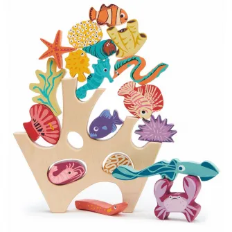Set de joaca din lemn Tender Leaf Toys - Asezarea cu corali, 18 piese