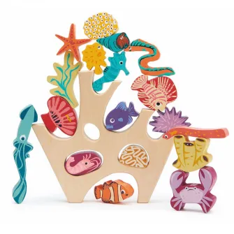 Set de joaca din lemn Tender Leaf Toys - Asezarea cu corali, 18 piese