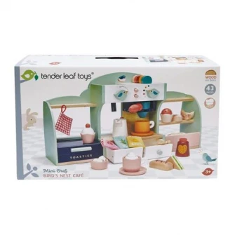 Set de joaca din lemn Tender Leaf Toys - Cafeneaua Bird's Nest, 43 piese