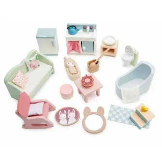 Set de joaca din lemn Tender Leaf Toys - Camera rurala, 20 piese