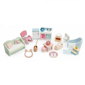Set de joaca din lemn Tender Leaf Toys - Camera rurala, 20 piese