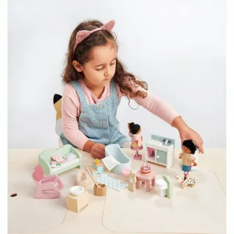 Set de joaca din lemn Tender Leaf Toys - Camera rurala, 20 piese