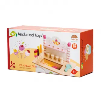 Set de joaca din lemn Tender Leaf Toys - Carucior cu inghetata, 15 piese