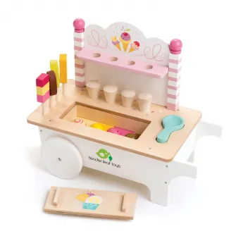 Set de joaca din lemn Tender Leaf Toys - Carucior cu inghetata, 15 piese