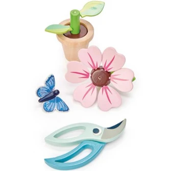 Set de joaca din lemn Tender Leaf Toys - Floare in ghiveci, 15 piese
