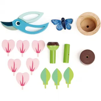 Set de joaca din lemn Tender Leaf Toys - Floare in ghiveci, 15 piese