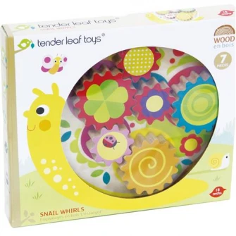Set de joaca din lemn Tender Leaf Toys - Melcul cu roti dintate, 7 piese