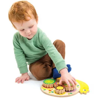 Set de joaca din lemn Tender Leaf Toys - Melcul cu roti dintate, 7 piese
