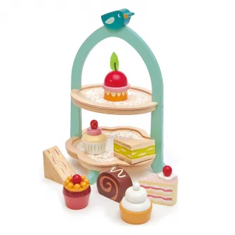 Set de joaca din lemn Tender Leaf Toys - Stand pentru prajituri, 9 piese