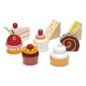 Set de joaca din lemn Tender Leaf Toys - Stand pentru prajituri, 9 piese
