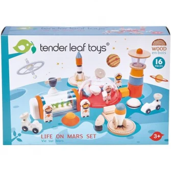 Set de joaca din lemn Tender Leaf Toys - Viata pe Marte, 16 piese