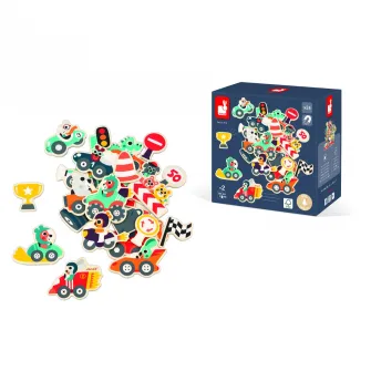 Set de joaca Janod - Masinute, 24 piese magnetice