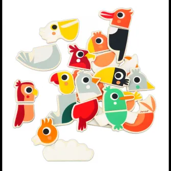 Set de joaca Janod - Pasari, 24 piese magnetice