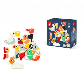Set de joaca Janod - Pasari, 24 piese magnetice