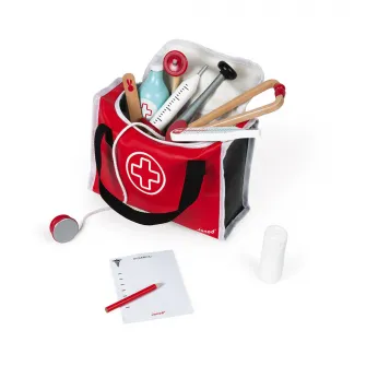 Set de joaca Janod - Trusa doctorului, din lemn, 10 accesorii