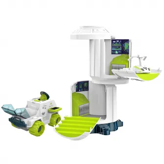 Set de joaca M-Toys Statia Spatiala cu lumini si sunete, 4 piese