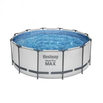 Set de piscina, Bestway, BWA 053 Steel Pro MAX, cu cadru metalic, 366cmx122cm, Poliester/PVC, Gri, fara pompa de filtrare