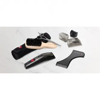 Set de tuns barba Remington The Crafter MB4050, Acumulator, 0.4-35 mm, Pelerina, Foarfeca, Negru