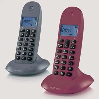 Set Duo - Telefon fix fara fir Motorola DECT C1002LB+, Grey Wine