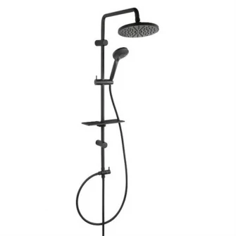 Set dus Ferro Rondo Lux NP23-BL, bara dus cu suport culisant + dus fix + para dus mobila si polita, Negru