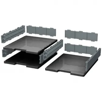 Set elemente componente cutie standard Exacompta ModuloDoc Ecoblack, PS reciclat, Eticheta Blue-Angel, Negru/Gri