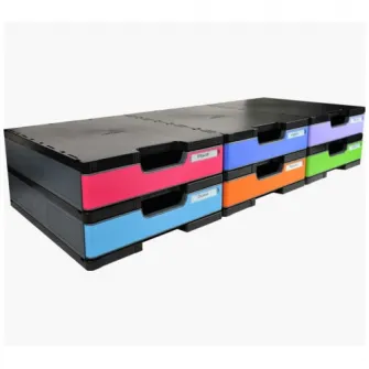Set elemente componente cutie standard Exacompta ModuloDoc Ecoblack, PS reciclat, Eticheta Blue-Angel, Negru/Gri