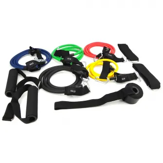 Set extensor elastic cu manere MTC, 5 niveluri de rezistenta