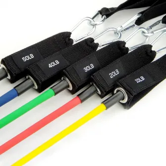 Set extensor elastic cu manere MTC, 5 niveluri de rezistenta