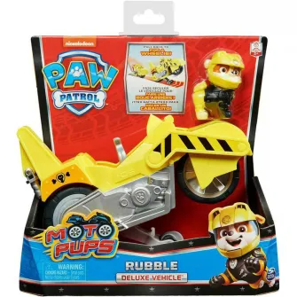 Set figurina cu vehicul Paw Patrol - Moto Pups, Rubble si Motocicleta Deluxe