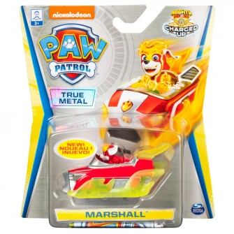 Set figurina cu vehicul Paw Patrol True Metal - Charged Up, Marshall