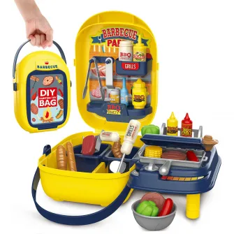 Set gratar de jucarie Mappy cu accesorii pentru barbeque si gentuta pentru transport