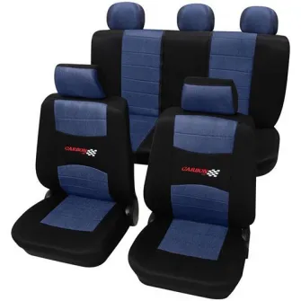 Set huse universale scaune auto Petex Carbon, 11 piese, albastru cu negru