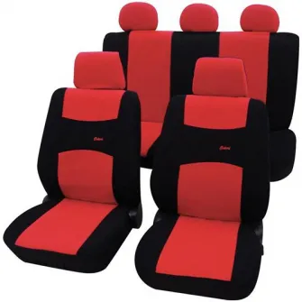 Set huse universale scaune auto Petex Colori, 11 piese, rosu cu negru