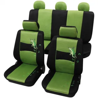 Set huse universale scaune auto Petex Gecko, 11 piese, verde cu negru