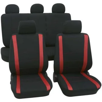 Set huse universale scaune auto Petex Samoa, 11 piese, negru cu rosu