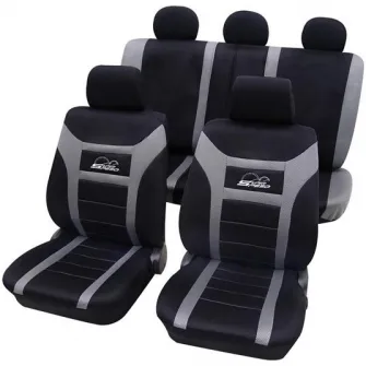 Set huse universale scaune auto Petex Super Speed, 11 piese, gri cu negru