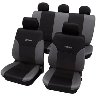 Set huse universale scaune auto Petex Wave, 11 piese, gri cu negru