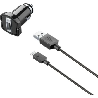 Set incarcator auto Cellularline CBRUSBCCMICROUSB, Cablu date Micro USB, 5W, 1m, Negru