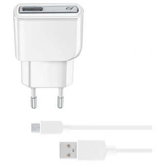 Set incarcator retea Cellularline ACHUSBMUSB2AW, Cablu date Micro USB, QC 3.0, 10W, 1m, Alb