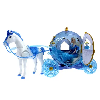 Set jucarie M-Toys Printesa cu Caleasca si Calut inaripat cu functii