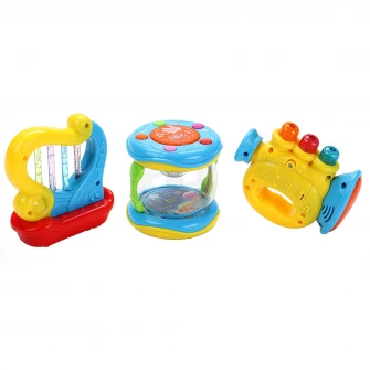 Набор детских игрушек M-Toys, труба, арфа и барабан, со световыми и звуковыми эффектами