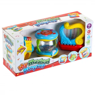 Набор детских игрушек M-Toys, труба, арфа и барабан, со световыми и звуковыми эффектами