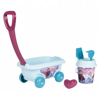 Set jucarii nisip Smoby - Disney Frozen, Carucior si galetusa cu accesorii