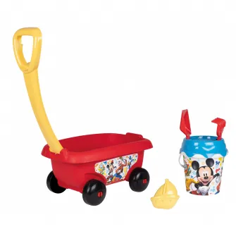 Set jucarii nisip Smoby - Disney Mickey si Minnie Mouse, Carucior si galetusa cu accesorii