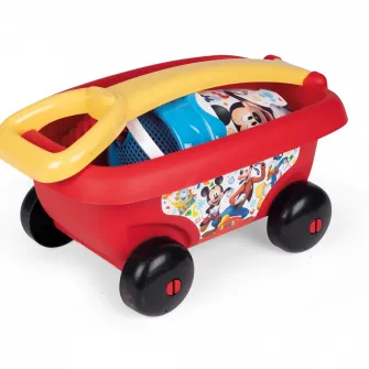 Set jucarii nisip Smoby - Disney Mickey si Minnie Mouse, Carucior si galetusa cu accesorii