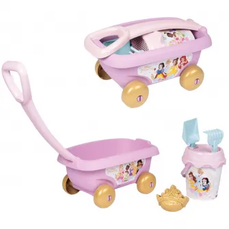 Set jucarii nisip Smoby - Disney Princess, Carucior si galetusa cu accesorii