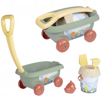 Set jucarii nisip Smoby - Viata marina, Carucior si galetusa cu accesorii
