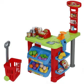 Set Mappy, Supermarket, cu casa de marcat, scanner, rafturi, lumini si sunete