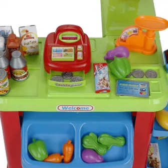 Set Mappy, Supermarket, cu casa de marcat, scanner, rafturi, lumini si sunete
